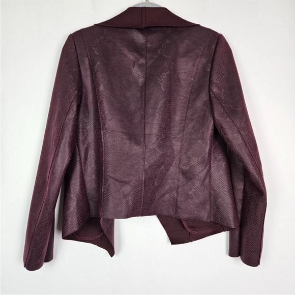 WHBM Cabernet Faux Leather Drape Front Jacket S XS - Picture 8 of 8